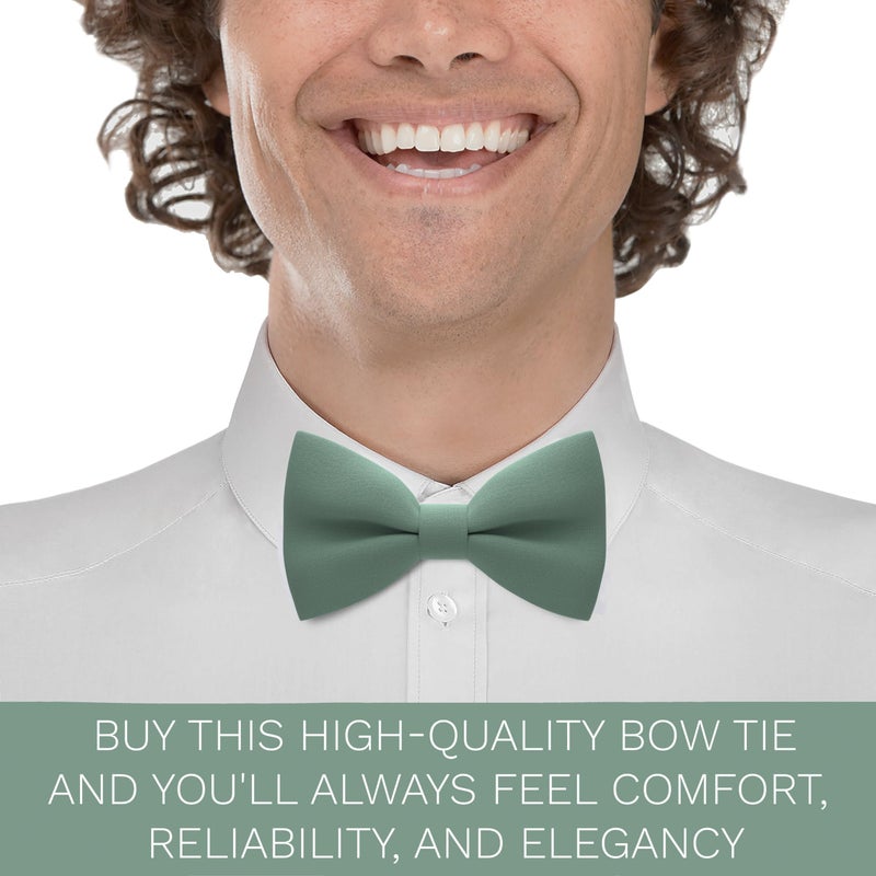 Bow Tie House Men's Classic Pre-Tied Bow Tie Formal Solid Tuxedo (Large, Green Fern) - Image 5